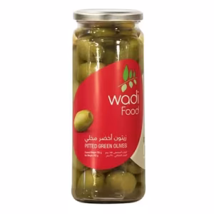 Wadi Foods Pitted Green Olives 340G